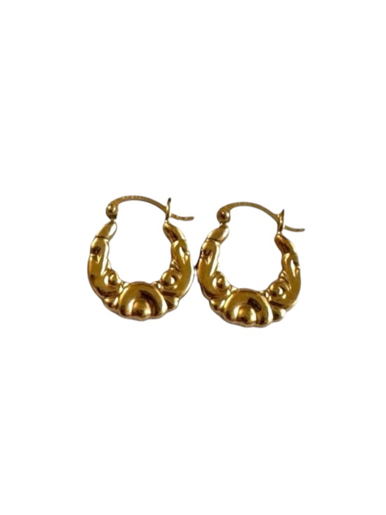 Jewelry - 14K Gold Textured Hoop Earrings